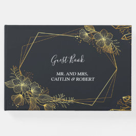 Golden Frame Navy-Back Gästebuch