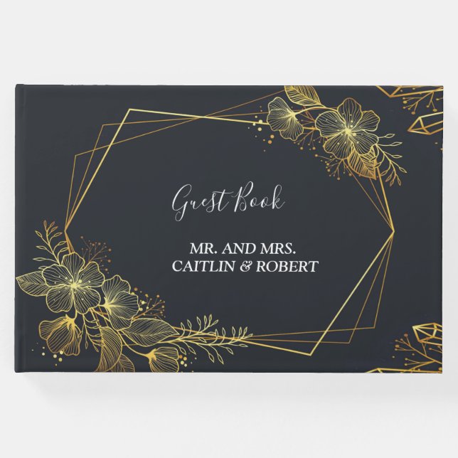 Golden Frame Navy-Back Gästebuch (Vorderseite)