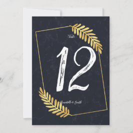 Golden Frame Navy-Back-Tischnummer Einladung