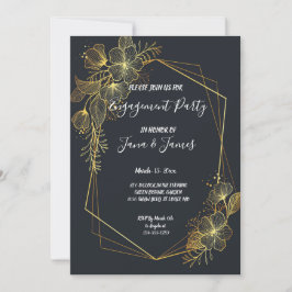 Golden Frame Navy-Back-Verlobung Einladung