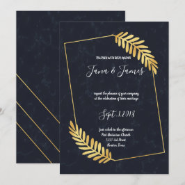 Golden Frame Navy Rückenhochzeit Einladung