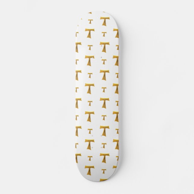 Golden Franciscan Tau Cross Skateboard (Vorderseite)