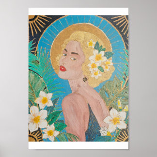 Golden Frangipani Belle – Australischer Art Deco Poster