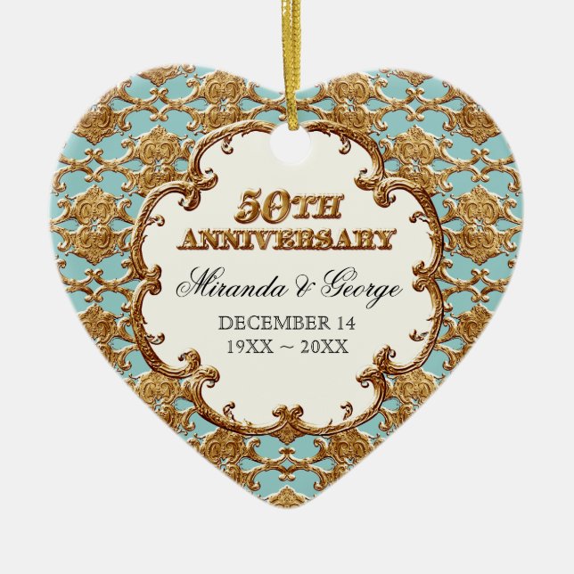 Golden French Swirl Ornament zum 50. Jubiläum (Vorne)