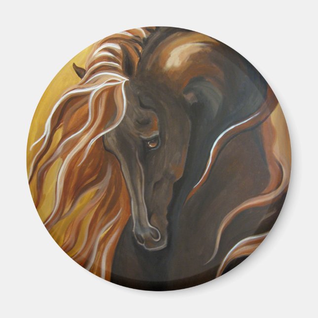 Golden Friesian Horse Magnet (Vorne)
