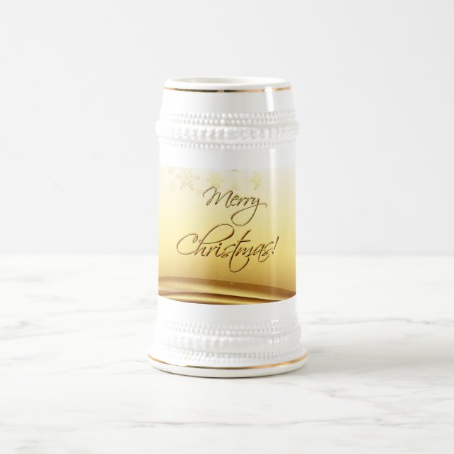 Golden Frohe Weihnachten Bierglas (Mittel)