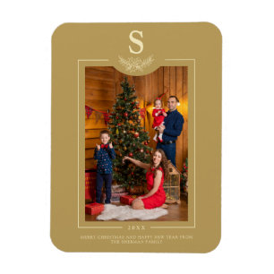 Golden Frohe Weihnachten Mit Monogramm Foto Famili Magnet