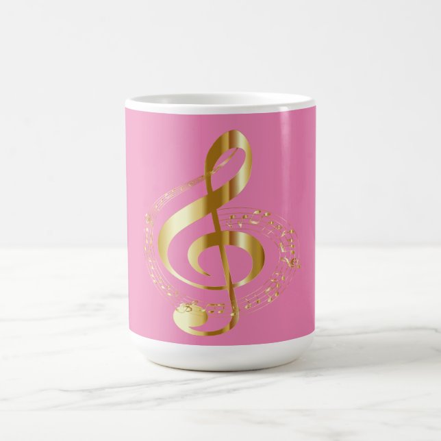 Golden G clef auf rosa Tasse (Mittel)