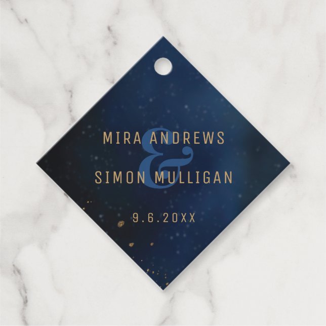 Golden Galaxy Polterabend Geschenkanhänger (Vorderseite)