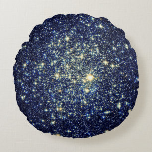 Golden Galaxy Stars Pillow Rundes Kissen