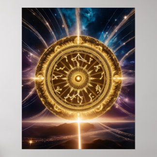 Golden Galaxy Zodiac Mandala | Luxusposter Poster