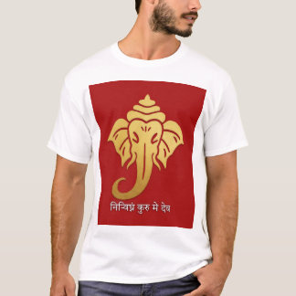 Golden Ganesha - शु भा भ Design T-Shirt