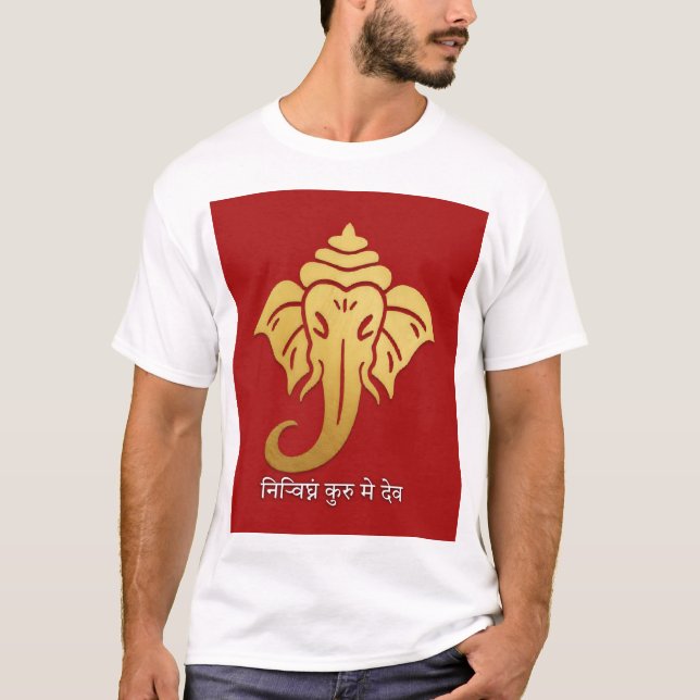 Golden Ganesha - शु भा भ Design T-Shirt (Vorderseite)