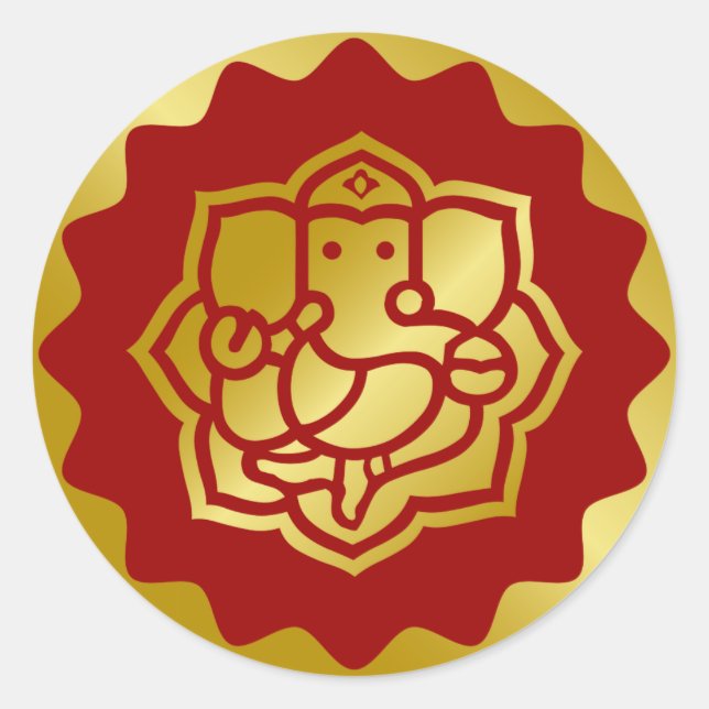 Golden Ganesha Design Runder Aufkleber (Vorderseite)