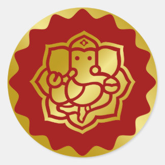 Golden Ganesha Design Runder Aufkleber