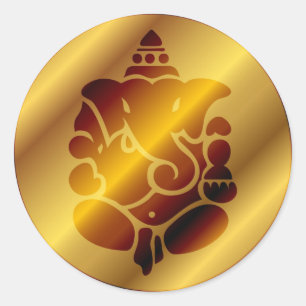 Golden Ganesha Design Runder Aufkleber