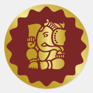 Golden Ganesha Design Runder Aufkleber