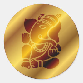 Golden Ganesha Design Runder Aufkleber