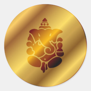 Golden Ganesha Design Runder Aufkleber