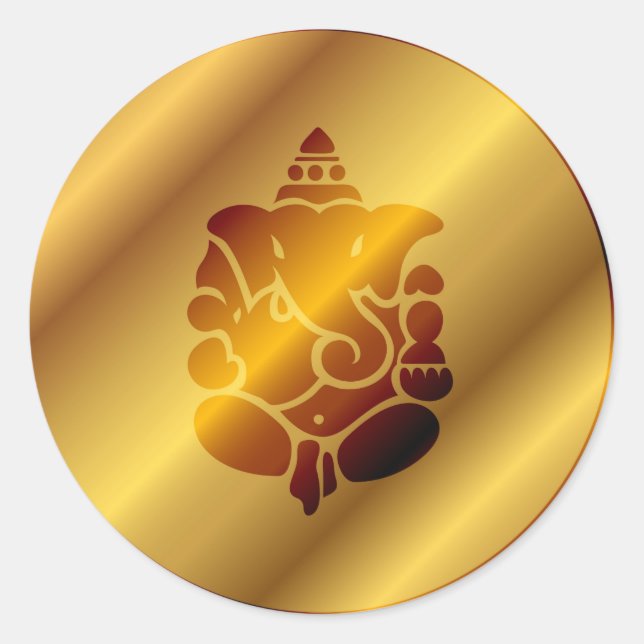 Golden Ganesha Design Runder Aufkleber (Vorderseite)