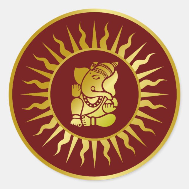 Golden Ganesha Design Runder Aufkleber (Vorderseite)