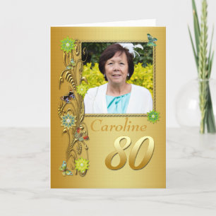 Golden Garden 80. Foto Geburtskarte Karte