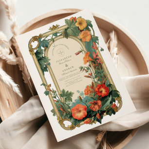 Golden Garden Frame Blumenhochzeit Einladung