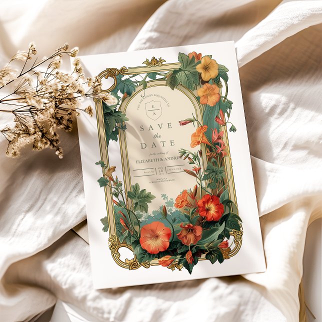 Golden Garden Frame Blumenhochzeit Save The Date (Von Creator hochgeladen)