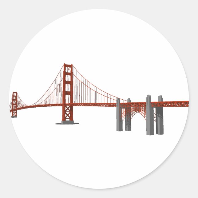 Golden Gate Bridge: 3D-Modell: Runder Aufkleber (Vorderseite)