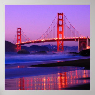 Golden Gate Bridge am Baker Beach am Sonntag Poster