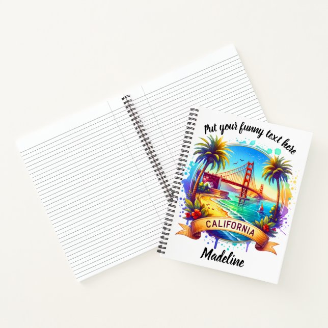 Golden Gate Bridge am Strand bei Sonnenuntergang Notizbuch (Innenseite)