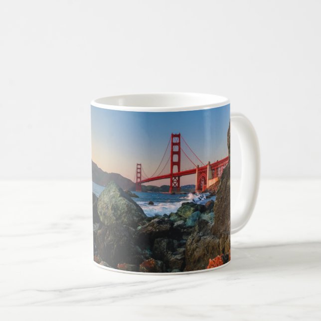 Golden gate bridge an Dämmerung | San Francisco Kaffeetasse (VorderseiteRechts)