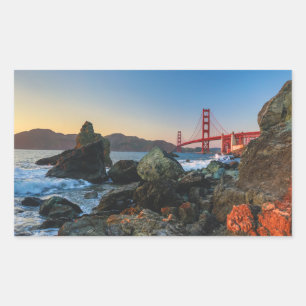 Golden gate bridge an Dämmerung San Francisco Rechteckiger Aufkleber