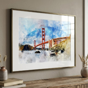 Golden Gate Bridge Aquarell in San Francisco Fotodruck