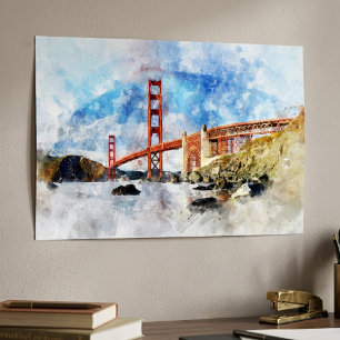 Golden Gate Bridge Aquarell in San Francisco Poster