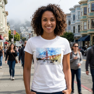 Golden Gate Bridge Aquarell in San Francisco T-Shirt