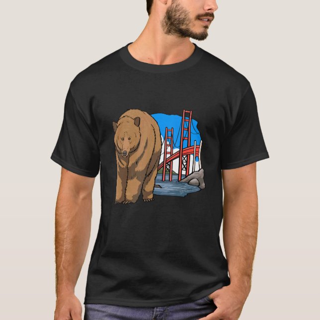 Golden Gate Bridge Bear Animal Food Women Farm L T-Shirt (Vorderseite)