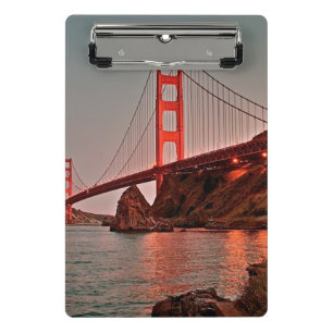 Golden gate bridge bei Sun unten Mini Klemmbrett