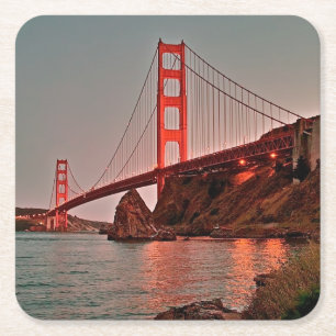 Golden gate bridge bei Sun unten Rechteckiger Pappuntersetzer