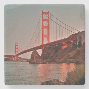 Golden gate bridge bei Sun unten Steinuntersetzer