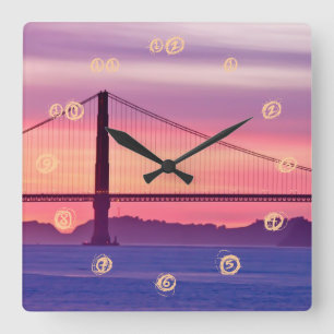 Golden Gate Bridge bei Sunset Quadratische Wanduhr