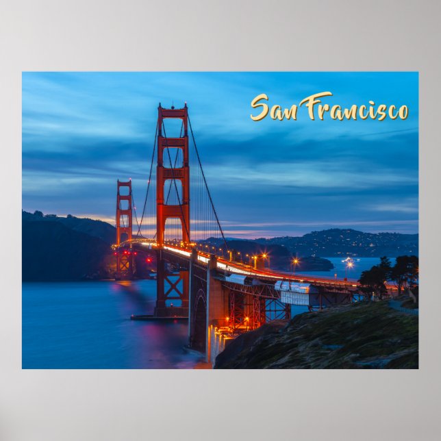 Golden Gate Bridge bei Twilight Poster (Vorne)