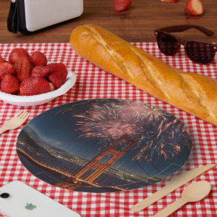 Golden Gate Bridge Feuerwerk Unabhängigkeitstag, Pappteller