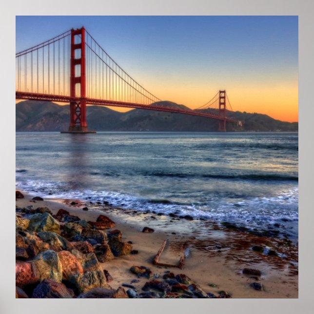Golden Gate Bridge from San Francisco bay Trail. Poster (Vorne)