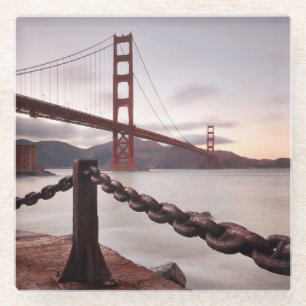Golden gate bridge gegen Berge Glasuntersetzer