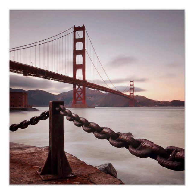Golden Gate Bridge gegen Berge Poster (Vorderseite)