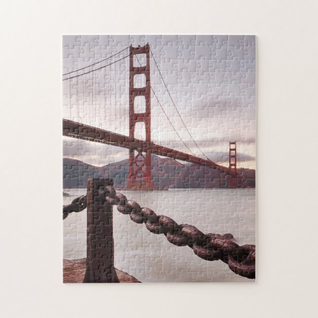 Golden gate bridge gegen Berge Puzzle (Vertikal)