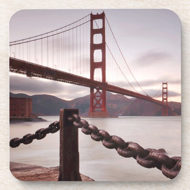 Golden gate bridge gegen Berge Untersetzer (Vorderseite)