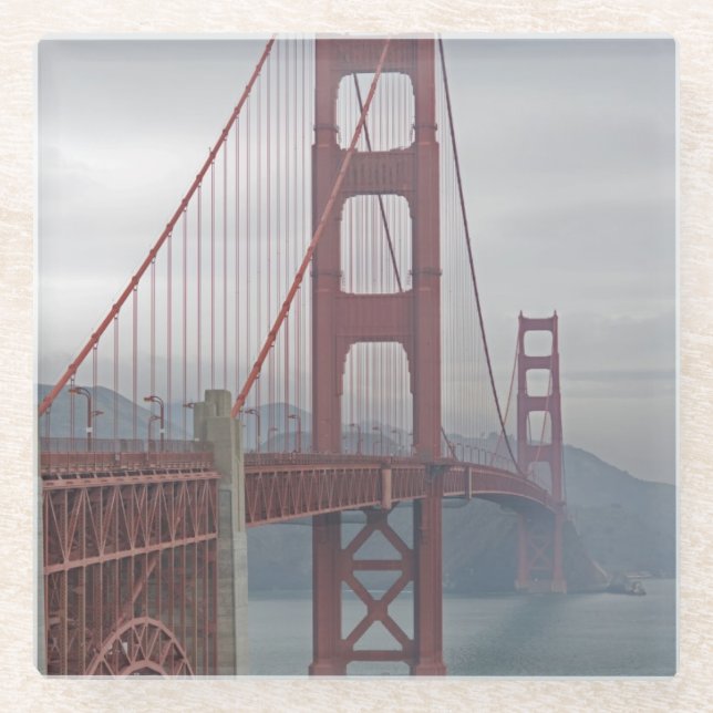 Golden gate bridge im Nebel Glasuntersetzer (Vorderseite)