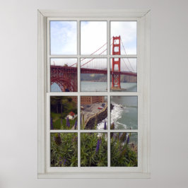 Golden Gate Bridge Imitate - Fake Weißes Fenster Poster